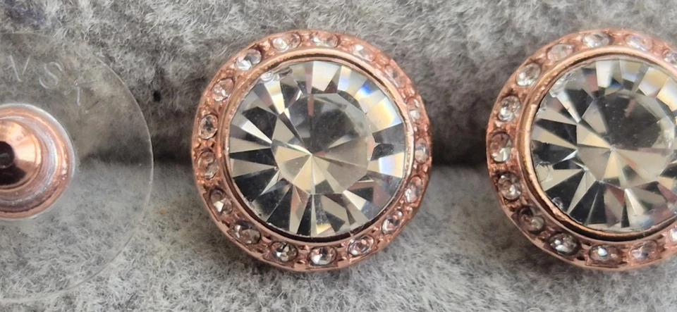 Aretes redondos Swarovski oro rosa - ligeramente usados, acabado 18K Foto 3 de 4