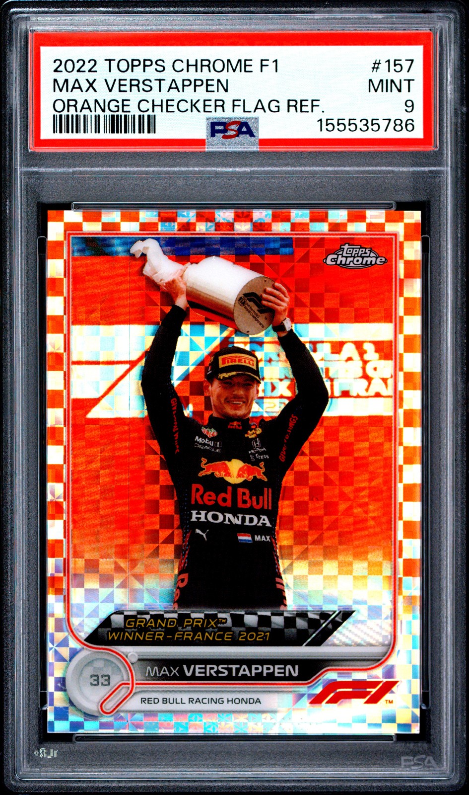 2022 TOPPS CHROME FORMULA 1 #157 MAX VERSTAPPEN 9/25 PSA 9 view 1