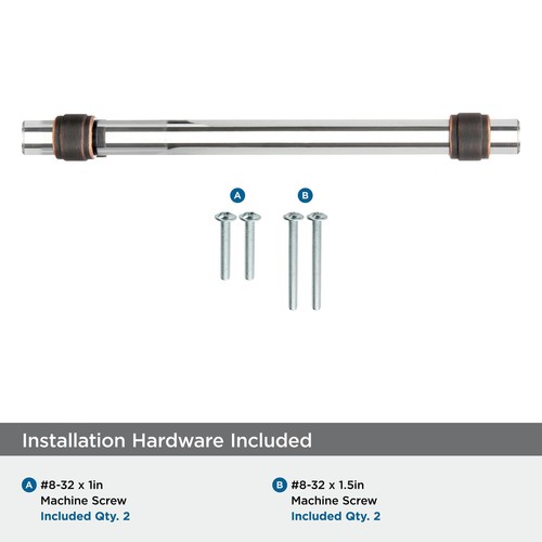 Amerock | Cabinet Pull | Clear/Oil-Rubbed Bronze | 6-5/16 inch (160 mm) Cente... - Bild 7 von 12