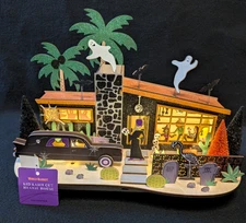 Mid Century Mod World Market 2025 Halloween Laser Cut LED Light Up Hearse House