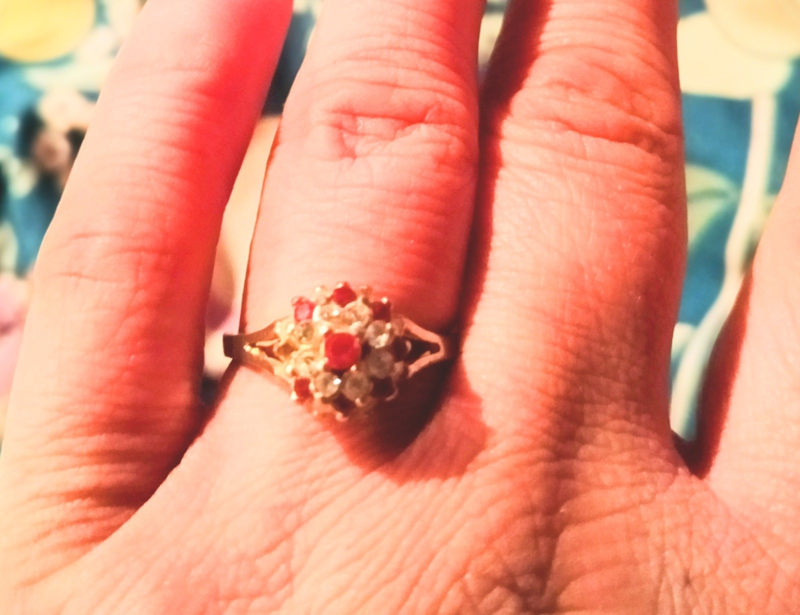 a vintage ruby diamond cluster ring - image 1