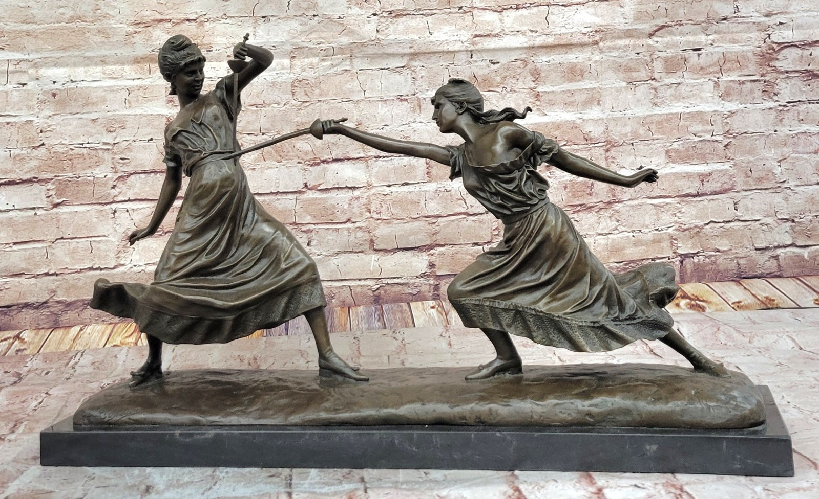 Hot Cast Bronze Ladies Fencing Statue by Drouot Home Office  Gym Decor Gift