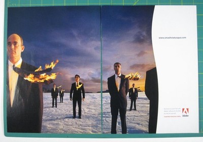 Print Ad Adobe Smash Status Quo Business Software Flaming Ties 2 Page AD 1999