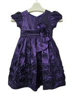 Bonnie Jean Satin Rosebuds Crinolin Jewel Tone Girls Dress 5 Purple Party Event