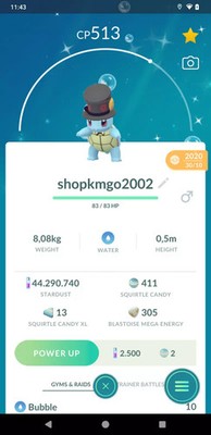 Shiny Squirtle Chapeau Yamask Halloween - Pokémon Go - Rare 2019 - Région Ou 1