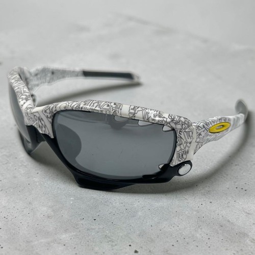 Oakley Racing Jacket Sunglasses White Black Rare Vintage Limited Authentic - Picture 1 of 10