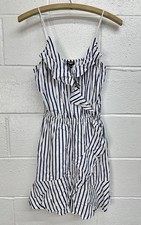NWT Express Striped V-Neck Ruffle Cami Sun Dress Navy Blue White Stripes / XS