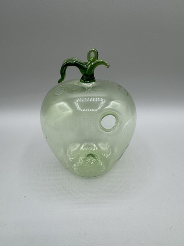 Apple Hand-blown Hanging Propagation Air Plant Bud Vase Glass Light Green Thin - Picture 9 of 9