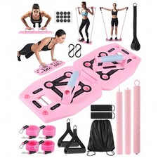 Pink Compact Push Up Board Pilates Bar Fitness Accessories With Resistance-FGQA