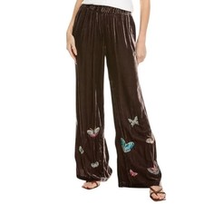 Johnny Was NWT 365 Luciana Wide Leg Pants Pull On Butterfly Brown Velvet XXL 2XL