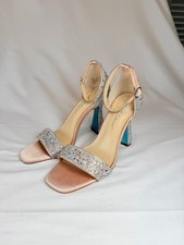 Bridal Glam Betsey Johnson Dani Rhinestone Ankle Strap Heeled Sandals 7.5