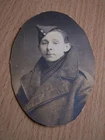 WW1 Military Soldier Portrait in Uniform wearing Side Cap Vintage Photo