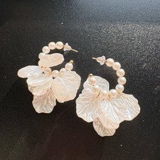 Blooming Pearl Petal Hoop Earrings   Dance in the Light, Shine with Elegance