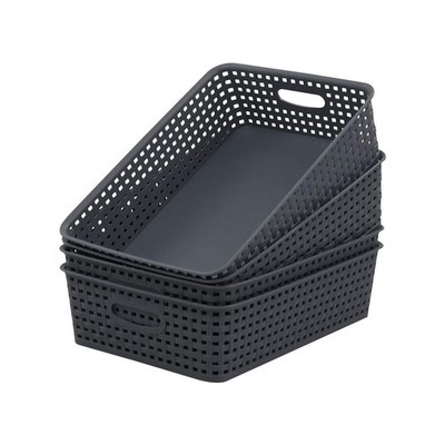 Idomy Idotry 4 Packs Plastic Paper Storage Basket Gray