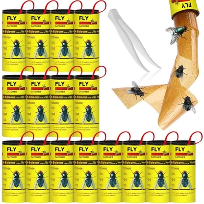 Haimist Lot de 16 papiers mouches sans pesticides, attrape-adhésifs pour paquet de 16 - Photo 1/4