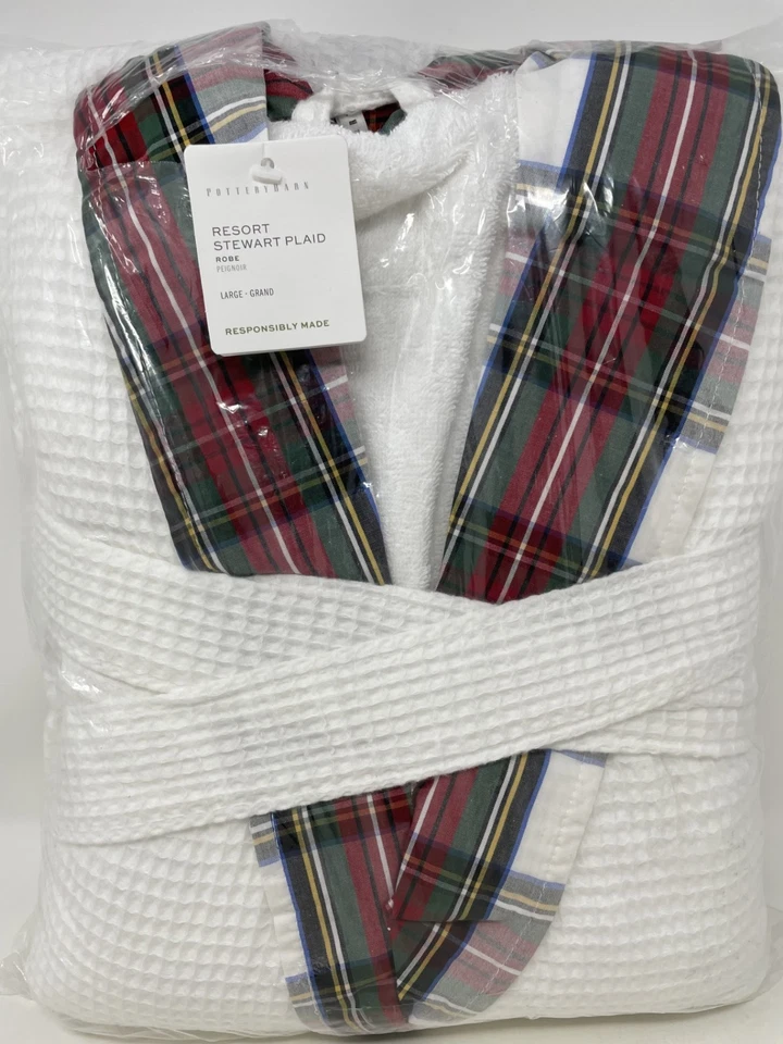 Новый Pottery Barn вафельное плетение курорт Stewart клетку халат большой - Изображение 2 из 2