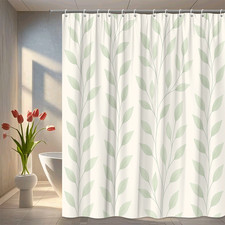 Sage Green Leaf Shower Curtain for Stylish Bathroom Decor