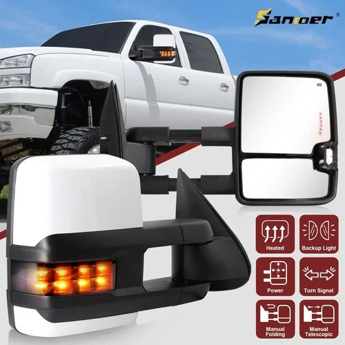 Painted White Towing Mirrors For 2003-2006 Silverado GMC Sierra 1500 2500HD 3500