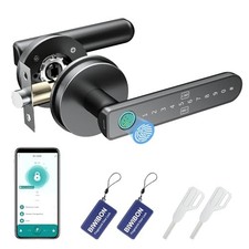Fingerprint Door Lock Fingerprint Door Knob with 5 Unlock Options, Anti-Peep