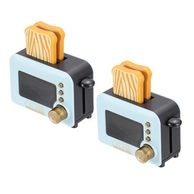 2Pcs Miniature Play Kitchen Accessory, Plastic Toaster Cookware, Blue