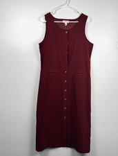 Talbots Dress Womens 8 Petite Sleeveless Button Front Pockets Midi Classic