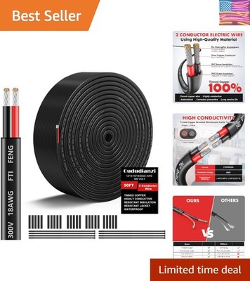 18 Gauge Wire 2 Conductor Electrical Wire, 18 AWG Wire Stranded PVC Cord, 12V...