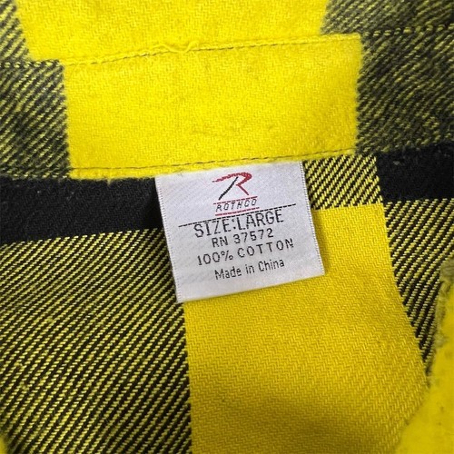 Rothco Men's L Yellow Plaid Flannel Shirt Long Sleeve Button-Up Casual - Picture 2 of 5
