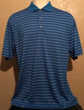 Footjoy FJ Men's Size Large Blue White Striped Deer Creek Golf Polo Shirt L