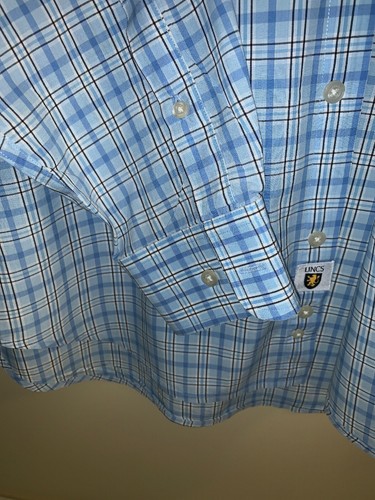 Lincs DC & Co Blue/White Plaid L/S 100% Cotton Excellent Condition Mens Size L - Picture 6 of 8