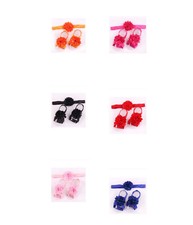 Baby Girl's 3 Piece Barefoot Sandals And Headband With Flower 6 Pairs  