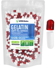 Size 0 Clear Red/White Empty Gelatin Capsules Gelcaps Kosher Pills