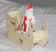 Vintage 1940's Christmas Irwin Celluloid 4" Santa in Mica Sleigh