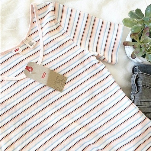 Levi’s Stretchy Ribbed Knit Stripe Midi Tee size large NWT - Picture 6 of 14