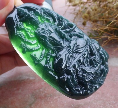 Video Certified Green Natural A JADE JADEITE PENDANT Guanyin Dragon 观音 105300 VS