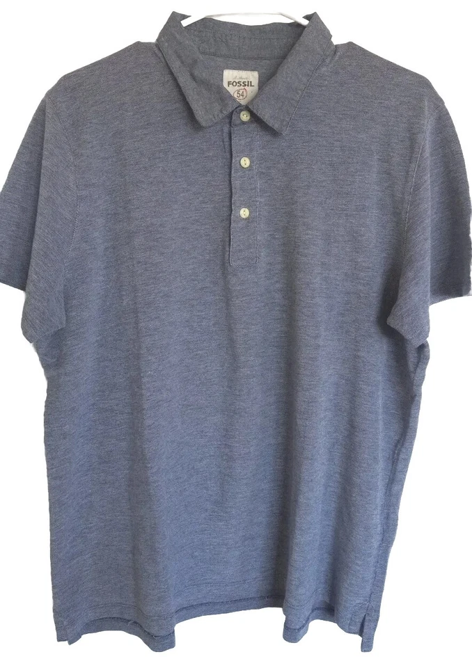Polo Fossil 54 Para Hombre Manga Corta Abotonado XL Batik Azul Claro Auténtico Foto 3 de 4