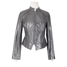White House Black Market NEW 160 Sz 10p Silver Zipper Cotton Polyester Jacket