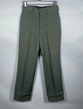 VTG Serge Wool Military Trousers Men's 34 x 30 Olive Green Army Pants