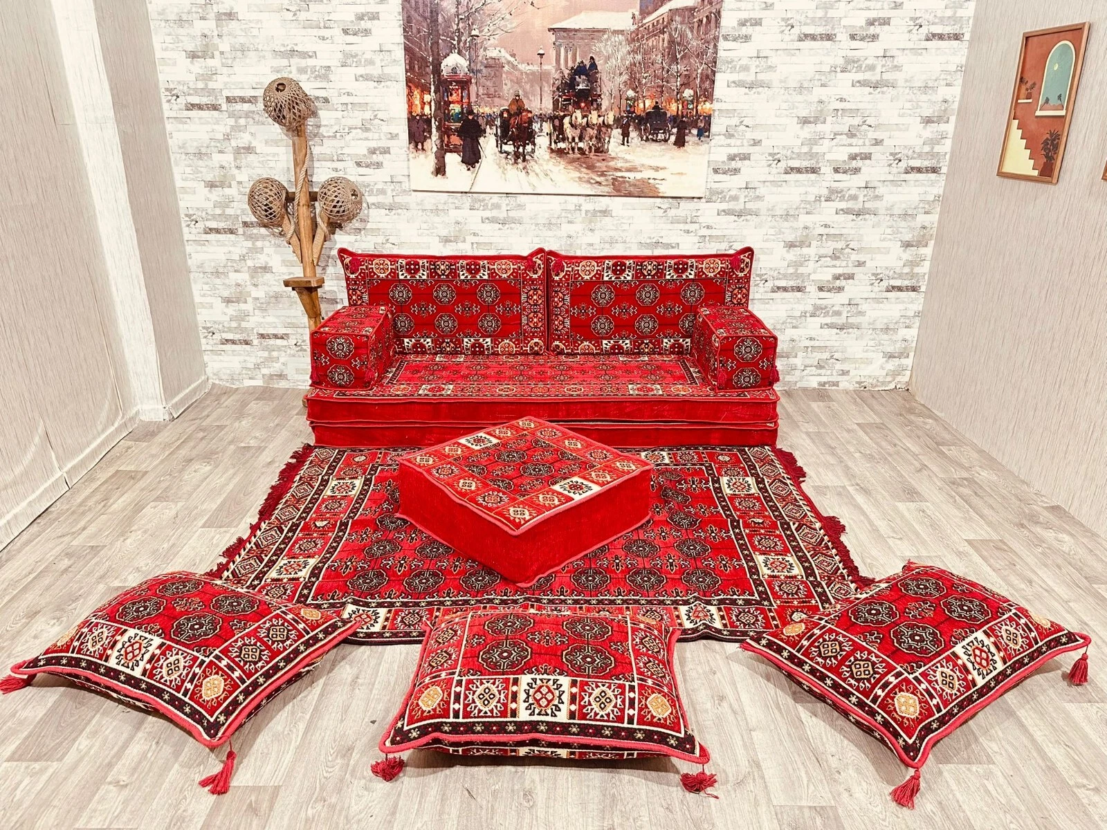 Arabic Sofa, Patio Pallet Sofa, Oriental Seating Area, Seat Cushion