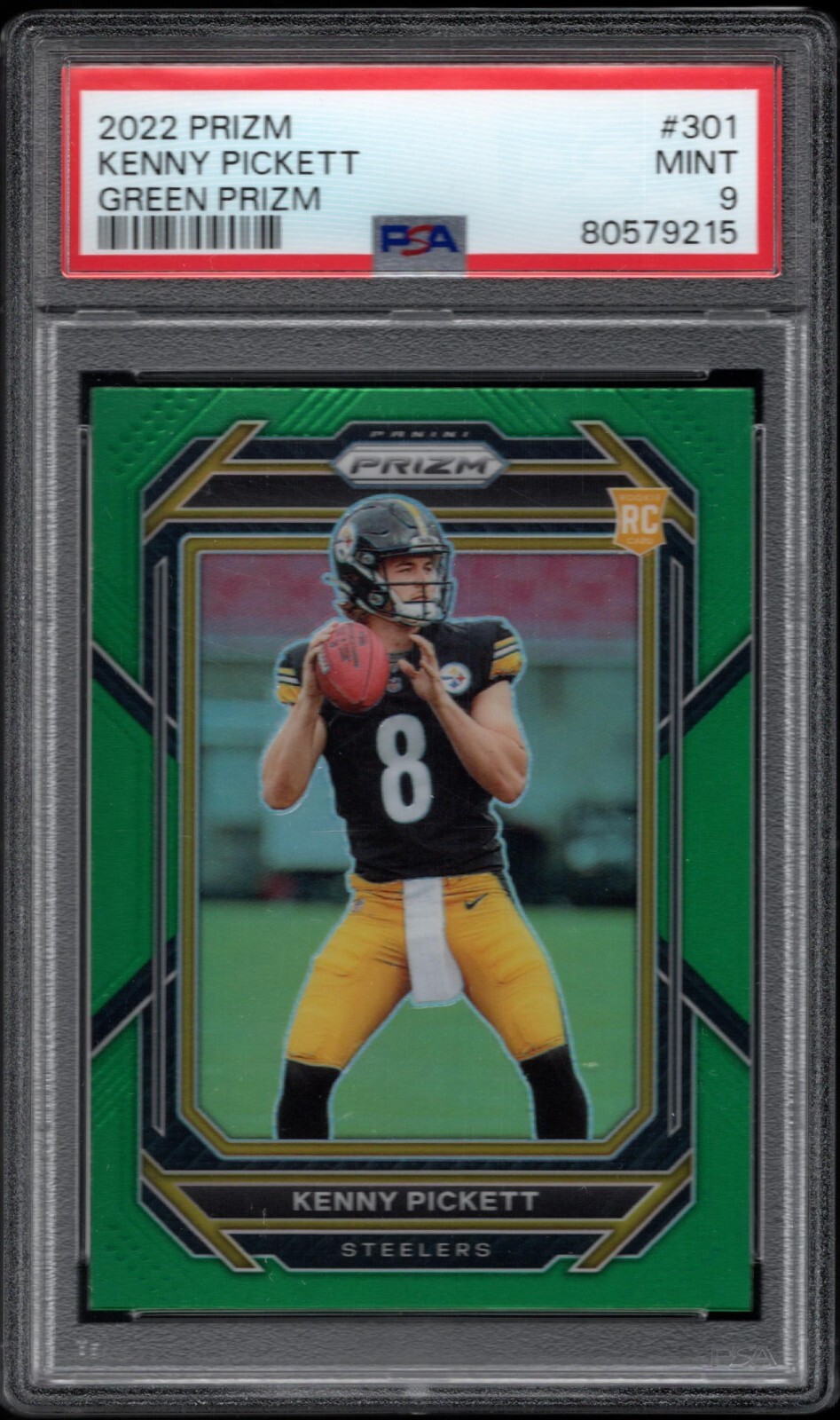 2022 Panini Prizm KENNY PICKETT "GREEN PRIZM" RC Rookie Card 301 PSA 9