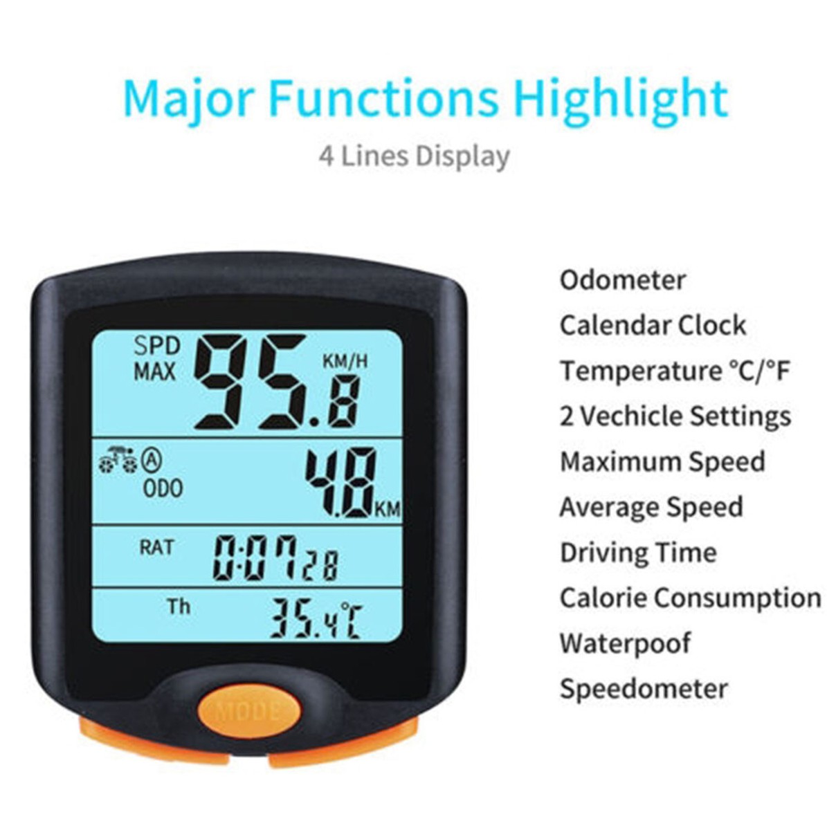 Wireless Bike Speedometer With Backlight LCD Bicycle Bike Cycling ...