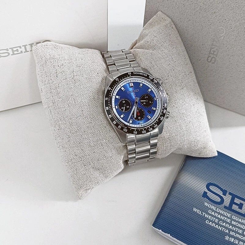 Seiko SSC93 New Men Prospex Speedtimer  Blue Dial Solar Chronograph Watch 41.4mm