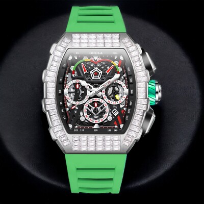 ONOLA Barrel Automatic Luxury Mechanical Diver Waterproof Silicone Sport Watch