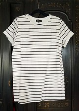 Lulus Cafe Society Womens Black and Cream Striped Lined T-shirt Dress Size XL
