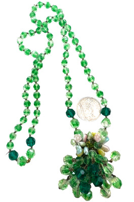 Miriam Haskell (unsigned) Vintage Pastel Flowers Bi-Color Crystal Necklace