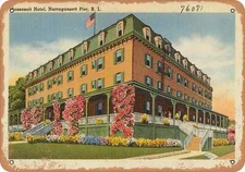 METAL SIGN - Rhode Island Postcard - Massasoit Hotel, Narragansett Pier, R.I.