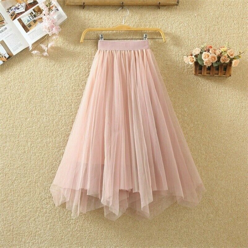 Tulle Fabric Womens Blush Tulle Skirt Lady Mesh Skirts Tulle Prom