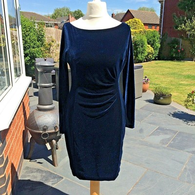 ralph lauren blue velvet dress