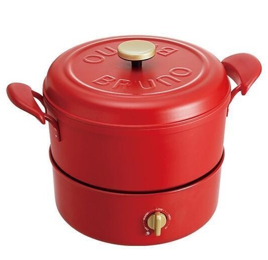 BRUNO Multi Grill Pot White Red AGlaze AC100V W12.2×H9.2×D8.8in 