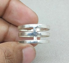 Solid 925 Silver Engraved Thumb Ring Handmade Lovely Squiggle Boho Ring SR240