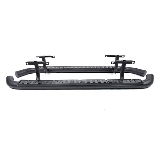 Side Steps For Land Rover Defender 110 Tubular All Black Fire & Ice Style 2003+ - Picture 4 of 18